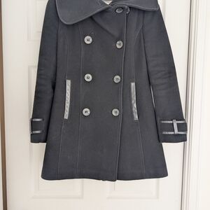 Mackage Black Double-Breasted Wool Pea Coat